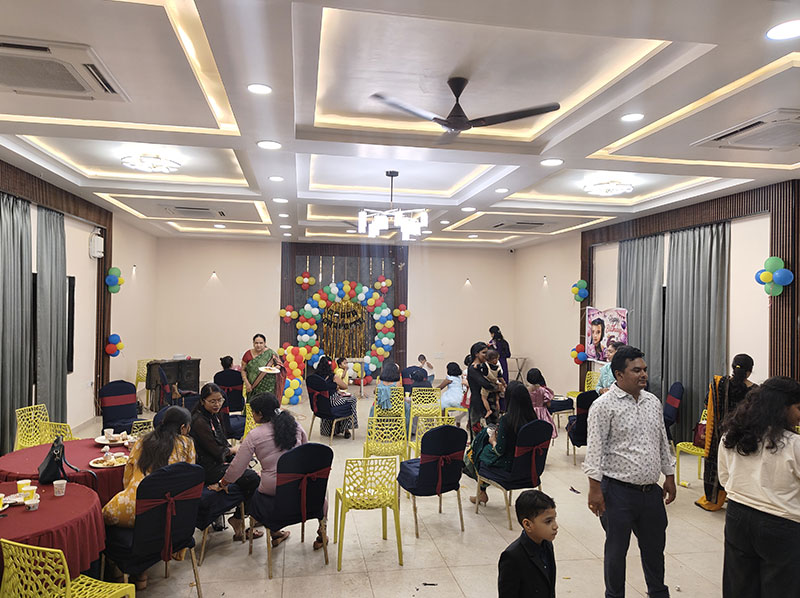 Air-conditioned party hall decorated for an event